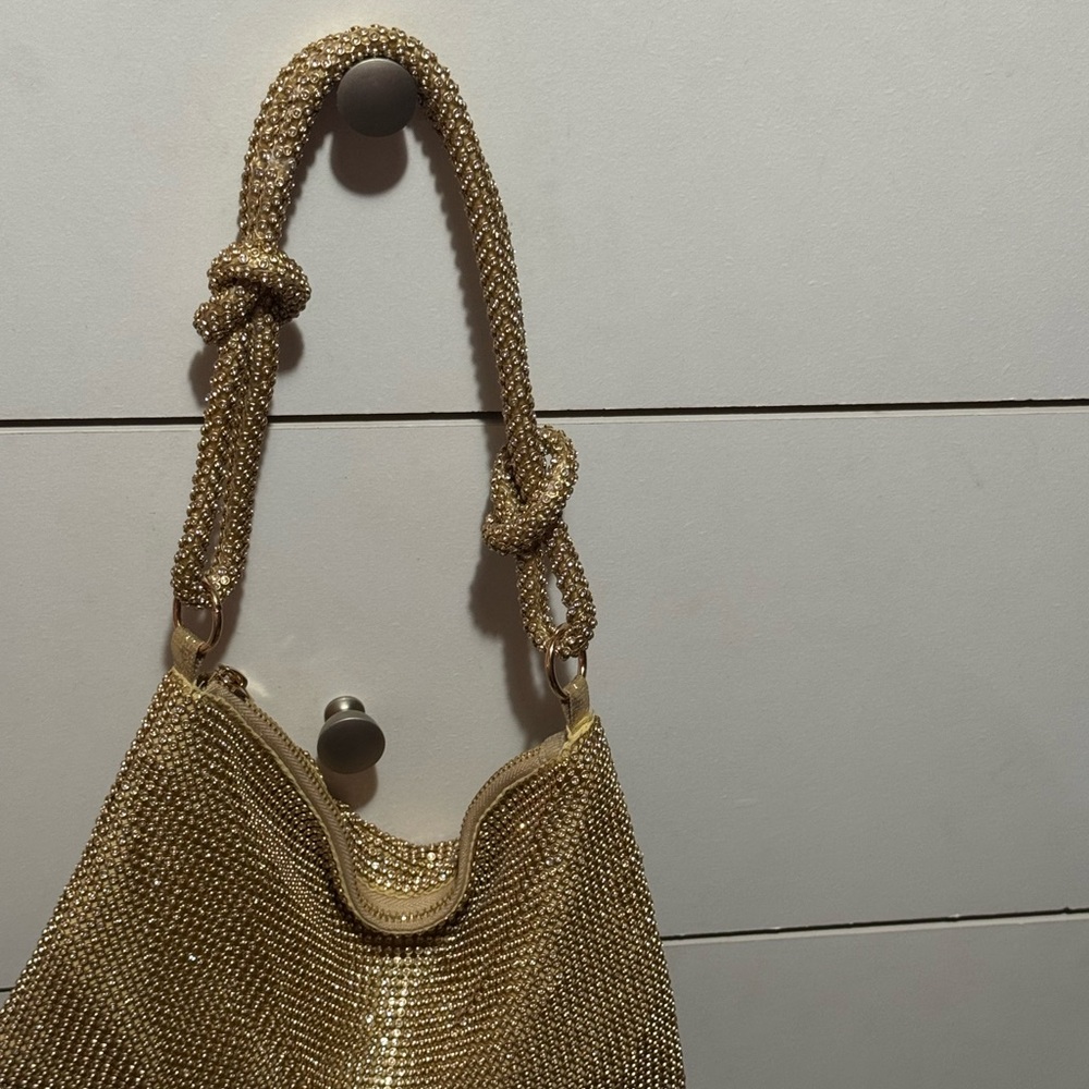 Elegant Gold Beaded Women's Bag